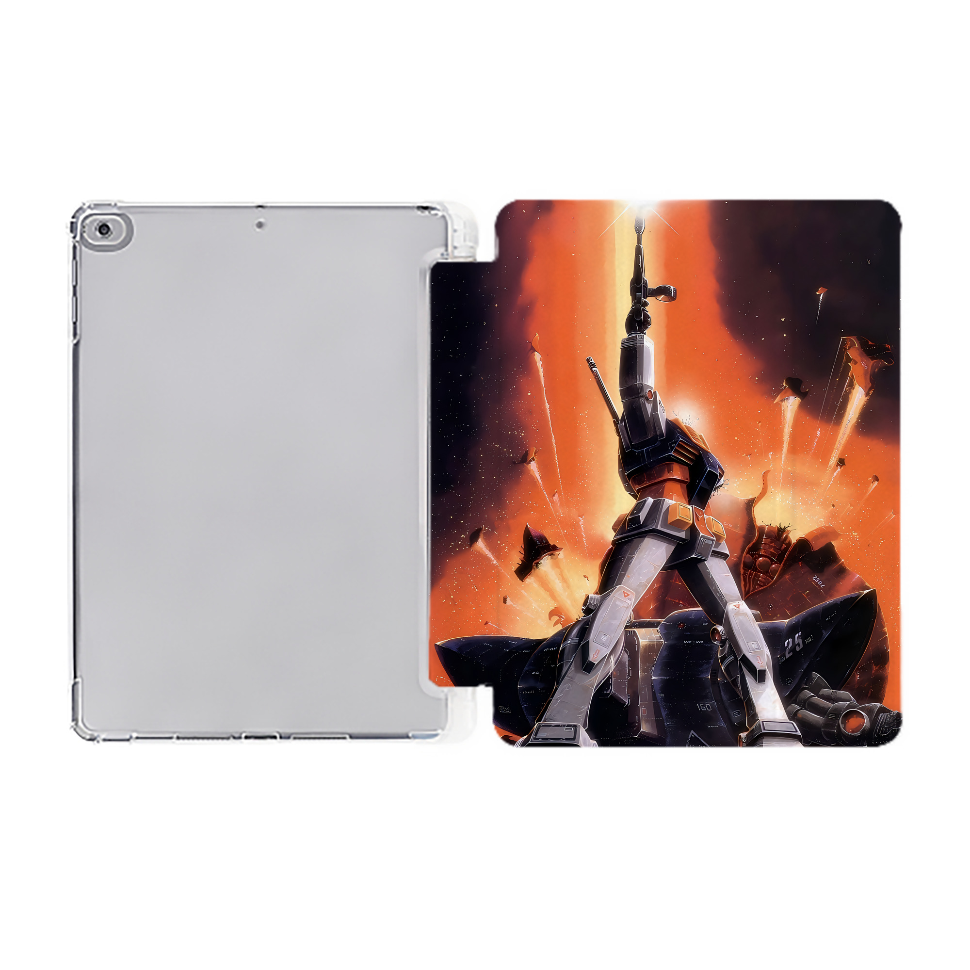（画像用） 機動戦士ガンダム Mobile Suit Gundam IPad ケース ペン収納付き 三つ折りスタンド PUレザー×シリコン 対応機種9.5/10.5/10.9インチ